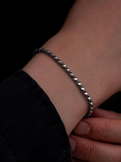 Erkek Gümüş Bileklik - 3mm Pullu Arnavut Zinciri Gümüş Bileklik