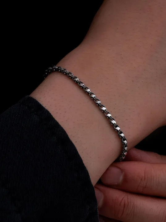 Erkek Gümüş Bileklik - 3mm Pullu Arnavut Zinciri Gümüş Bileklik