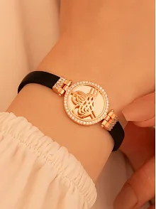 Kadın Gümüş Bileklik - Zirkon Taşlı Rose Renk Osmanlı Tuğralı Kadın Gümüş Bileklik