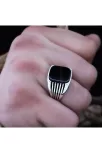 Siyah Oniks Taşlı Sade Özel Seri Erkek Gümüş Yüzük - Ey3091