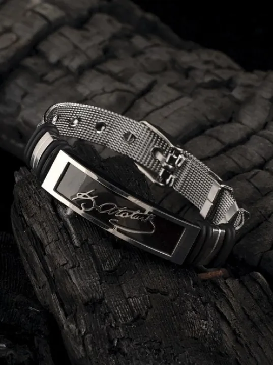 Ottoman Atatürk İmzalı Kemer Model Erkek Bileklik CBLATARKIMZ-GMS