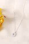 Kadın Gümüş Kolye - C Harfi Zirkon Taşlı Balon Harf Kadın Kolye