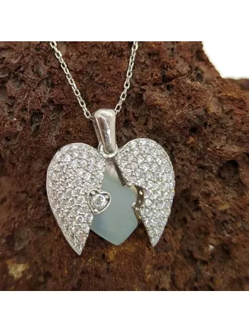 Zirkon Taşlı Gizli İsimli Kalp Model Bayan Gümüş Kolye Zirkon Taşlı Gizli İsimli Kalp Model Bayan Gümüş Kolye