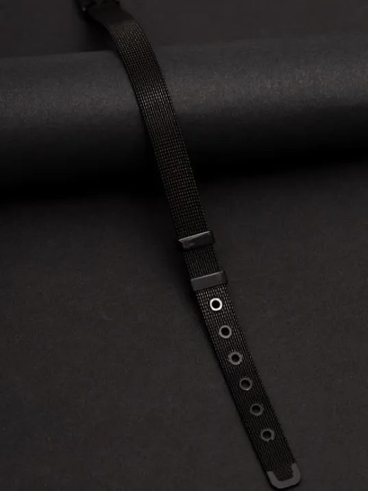 Siyah Örme Çelik Erkek Bileklik