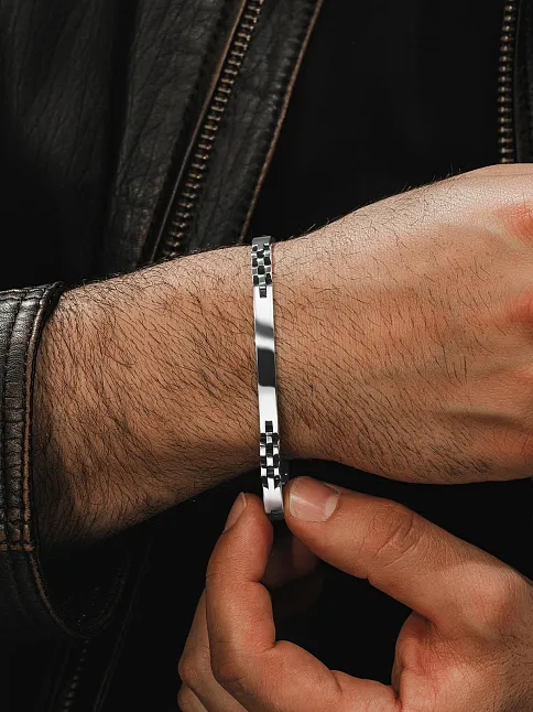 Erkek Gümüş Bileklik - İsim Yazılabilir Bukle Model 925 Ayar Erkek Bileklik