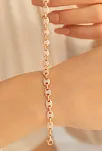 Kadın Gümüş Bileklik - Full Rose Altın Kaplama Zirkon Taşlı Gemici Model Gümüş Bileklik