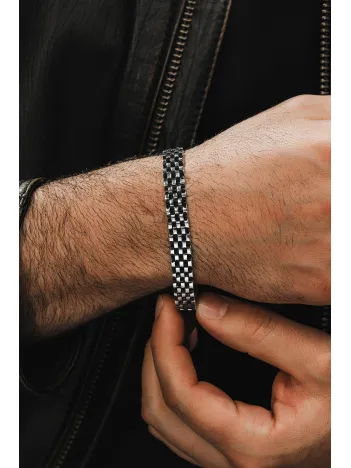 Erkek Gümüş Bileklik - Bukle Model Tasarım Erkek Bileklik