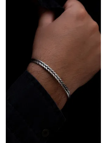 Erkek Gümüş Bileklik - Tilki Kuyruğu Model 2 Gümüş Kelepçe Bileklik