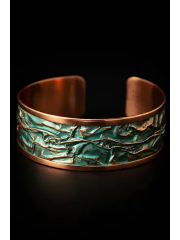 Kadın Bakır Bileklik - Turkuaz Okyanus Fısıltısı Kalın Model Bakır Kadın Bileklik