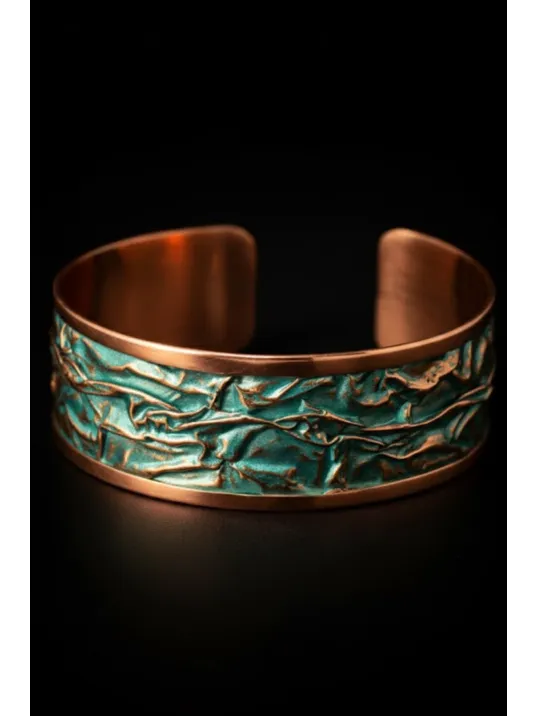 Kadın Bakır Bileklik - Turkuaz Okyanus Fısıltısı Kalın Model Bakır Kadın Bileklik
