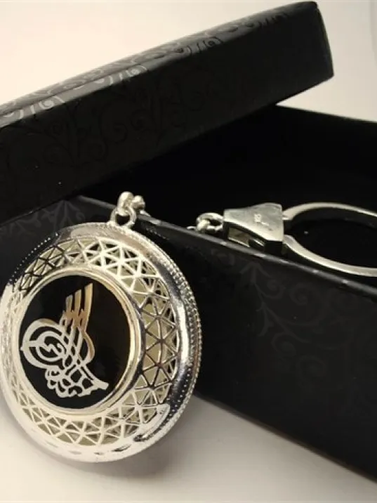 Tuğralı Ve Iyı Diriliş Bayraklı 925 Ayar Gümüş Anahtarlık 24gr