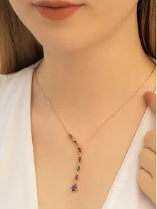 Kadın Gümüş Kolye - Mistik Topaz Taşlı Rose Damla Model Kadın Gümüş Kolye Gklmstktdml-ros