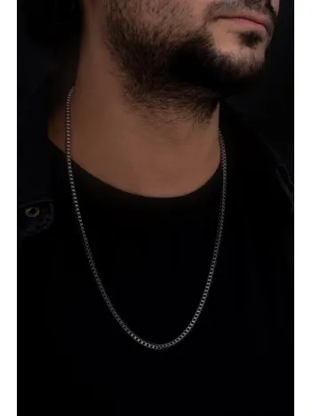 Erkek Çelik Kolye - 3 Mm Orta Kalınlıkta Küp Model Çelik Kolye