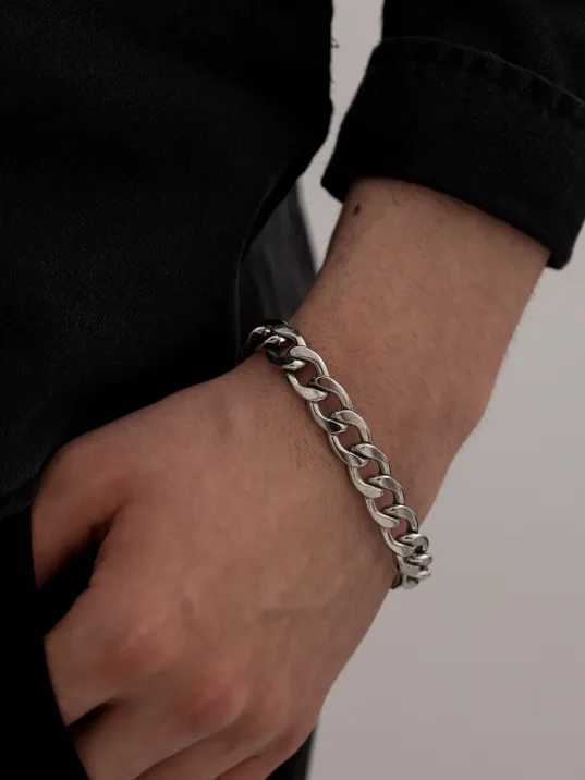 Erkek Bileklik - Gurmet Erkek Çelik Bileklik 11 Mm Kalın Model