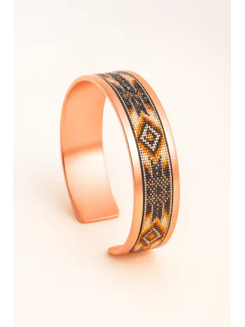 Kadın Bakır Bileklik Yüzük Set - Lulu Model Özel Baskı Metal Kutu Ve Kuvars Taşı