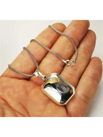 DUA RESİM KONULABİLEN GÜMÜŞ KOLYE ZİNCİR MUSKA