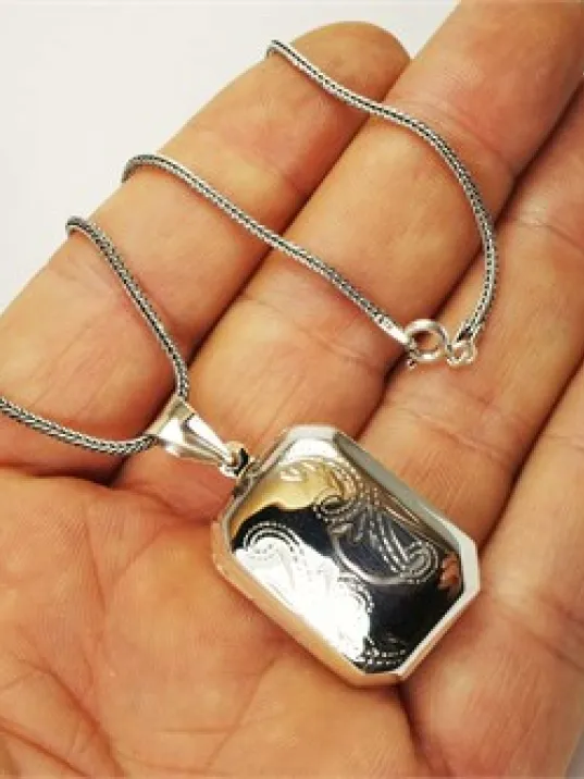 DUA RESİM KONULABİLEN GÜMÜŞ KOLYE ZİNCİR MUSKA