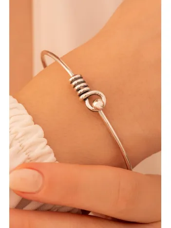 Kadın Gümüş Bileklik - El Yapımı Oksitli Model Gümüş Zahit Kadın Bileklik Kelepçe