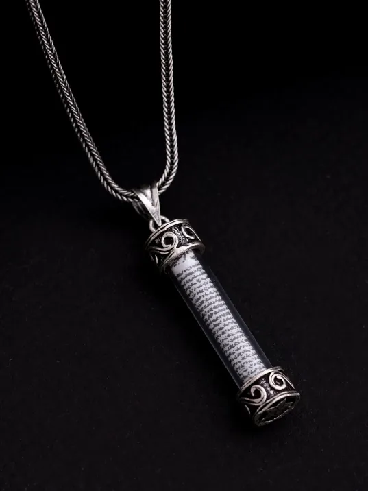 Camlı Gümüş Cevşen Muska Erkek Kolye Zincir Camlı Gümüş Cevşen Muska Erkek Kolye Zincir