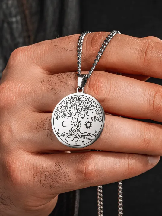 Steel Vitae Gümüş Renk Çelik Hayat Ağacı Erkek Kolye Kararmaz Gurmet Zincir Steel Vitae Gümüş Renk Çelik Hayat Ağacı Erkek Kolye Kararmaz Gurmet Zincir