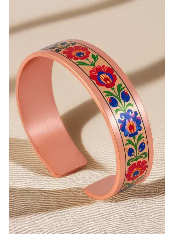 Kadın Bakır Bileklik - Bird Model Özel Baskı Metal Kutu Ve Doğal Taşlar