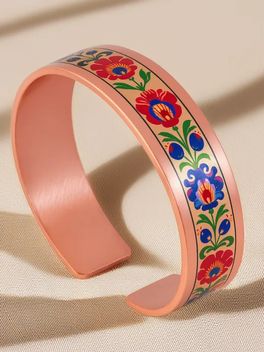 Kadın Bakır Bileklik - Bird Model Özel Baskı Metal Kutu Ve Doğal Taşlar