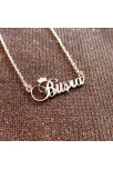 Kral Taç Imza Gümüş Renk Büşra Yazılı Bayan Gümüş Kolye Zincir Gklgmsısımt