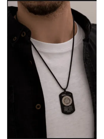 Fetih Suresi - Erkek Kolye - Fetih Suresi Işlemeli Asker Künyesi - 316 L Paslanmaz Çelik Kolye