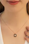 Kare Baget Taşlı Model 2 Kadın Gümüş Kolye Zincir GKLKRBGTM2D-ROS-Rose (bronz)