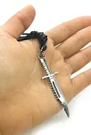 Beyaz Erkek Avcı Bıçak Motif Deri Kolye Büyük Boy Dkl000kılıc