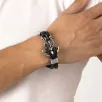 Unisex Çelik Ve Deri Bilekli Kurukafa Ve Çapa Figürlü Unisex Çelik Ve Deri Bilekli Kurukafa Ve Çapa Figürlü