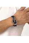 Unisex Çelik Ve Deri Bilekli Kurukafa Ve Çapa Figürlü