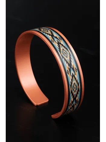 Kadın Bakır Bileklik Yüzük Set - Nikita Model Özel Baskı Metal Kutu Ve Kuvars Taşı