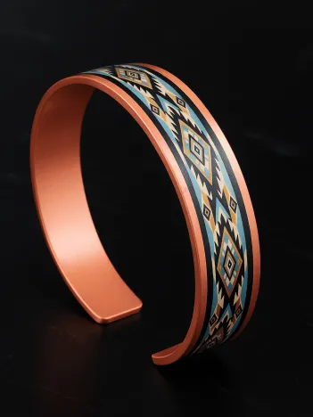 Kadın Bakır Bileklik Yüzük Set - Nikita Model Özel Baskı Metal Kutu Ve Kuvars Taşı