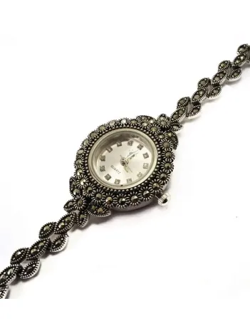 Gümüş Bayan Saati Gelin Saati Markazit Taşlı