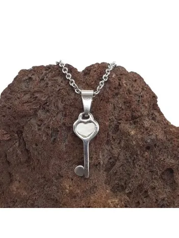 Kadın Çelik Kolye - Anahtar Figürlü Paslanmaz Çelik Bayan Kolye