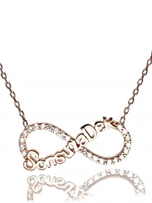 Sonsuza Dek Yazılı Rose Sonsuzluk Bayan Gümüş Kolye Orta Boy