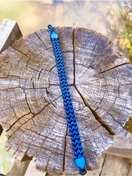 Erkek Çelik Bileklik - Mısır Örgü Lacivert Çelik Bileklik