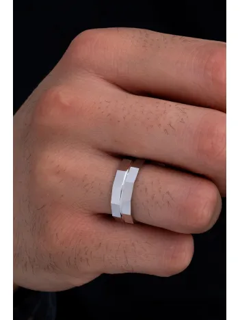 Erkek Gümüş Yüzük - 925 Ayar Yakamoz Model Gümüş Alyans Yüzük