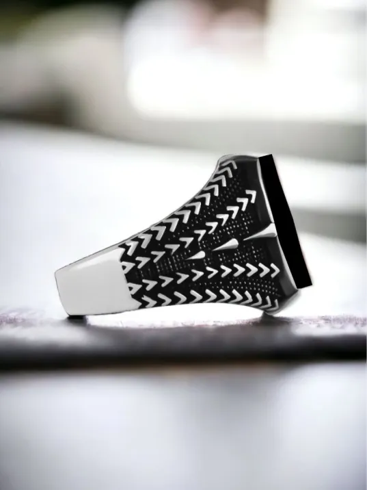 Erkek Gümüş Yüzük - 925 Ayar Kaplangözü Taşlı Erkek Gümüş Yüzük