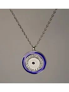 Nazarlık Motifli Küçük Boy Bayan Gümüş Kolye Beyaz Model