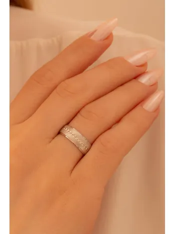 Kadın Gümüş Yüzük - Pırlanta Zirkon Taşlı Rodyum Kaplama Kadın Yüzük Alyans