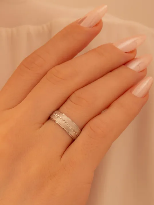 Kadın Gümüş Yüzük - Pırlanta Zirkon Taşlı Rodyum Kaplama Kadın Yüzük Alyans