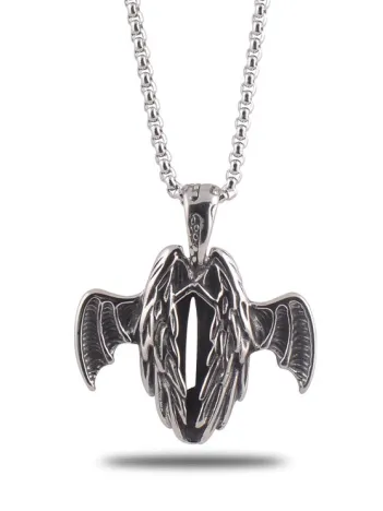 Ottoman Çelik Yarası Kanatlı Melek Model Erkek Kolye CKLYRSKNTML-GMS