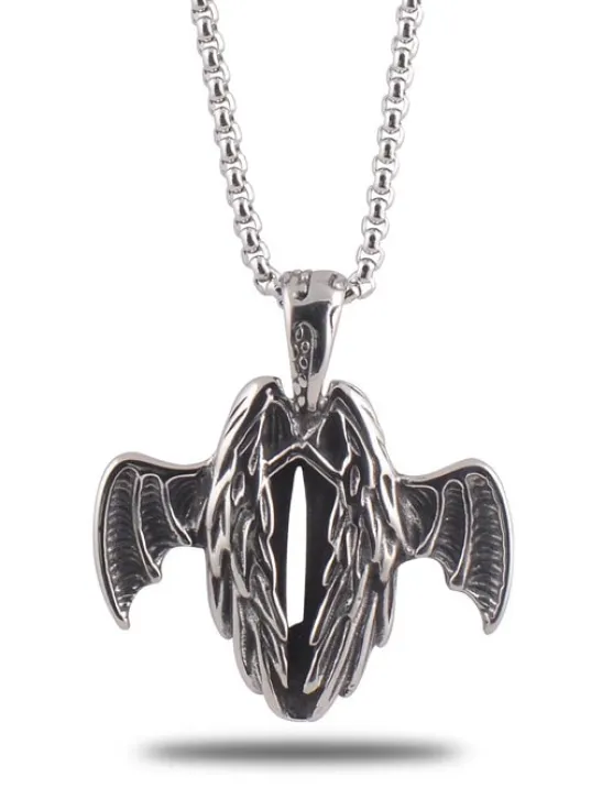 Ottoman Çelik Yarası Kanatlı Melek Model Erkek Kolye CKLYRSKNTML-GMS