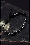 Erkek Kadın Doğal Taş Bileklik - Siyah Hematit Doğal Taşlı Makrome Yuvarlak Model 2 Unisex Bileklik