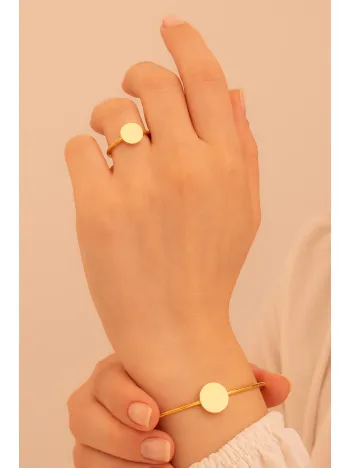 Kadın Gümüş Set - El İşçiliği Altın Kaplama Yuvarlak Motifli Kadın Set