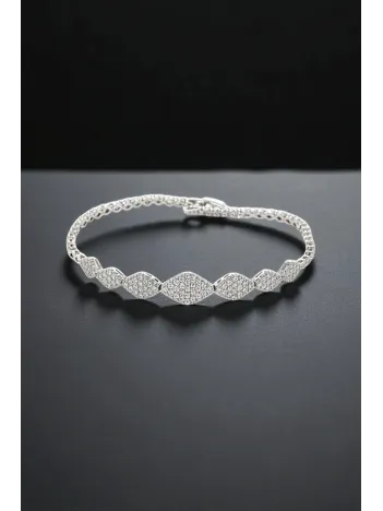 Kadın Gümüş Bileklik - Kleopatra Model Zirkon Taşlı Su Yolu Bileklik