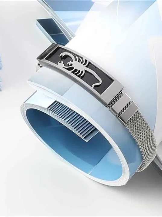 Akrep Motifli Paslanmaz Çelik Erkek Bileklik Hasır Kordonlu Akrep Motifli Paslanmaz Çelik Erkek Bileklik Hasır Kordonlu