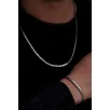 Erkek Gümüş Kolye Bileklik Set - 4mm Dikdörtgen Kesim Yassı Kral Gümüş Kolye Bileklik Set Erkek Gümüş Kolye Bileklik Set - 4mm Dikdörtgen Kesim Yassı Kral Gümüş Kolye Bileklik Set